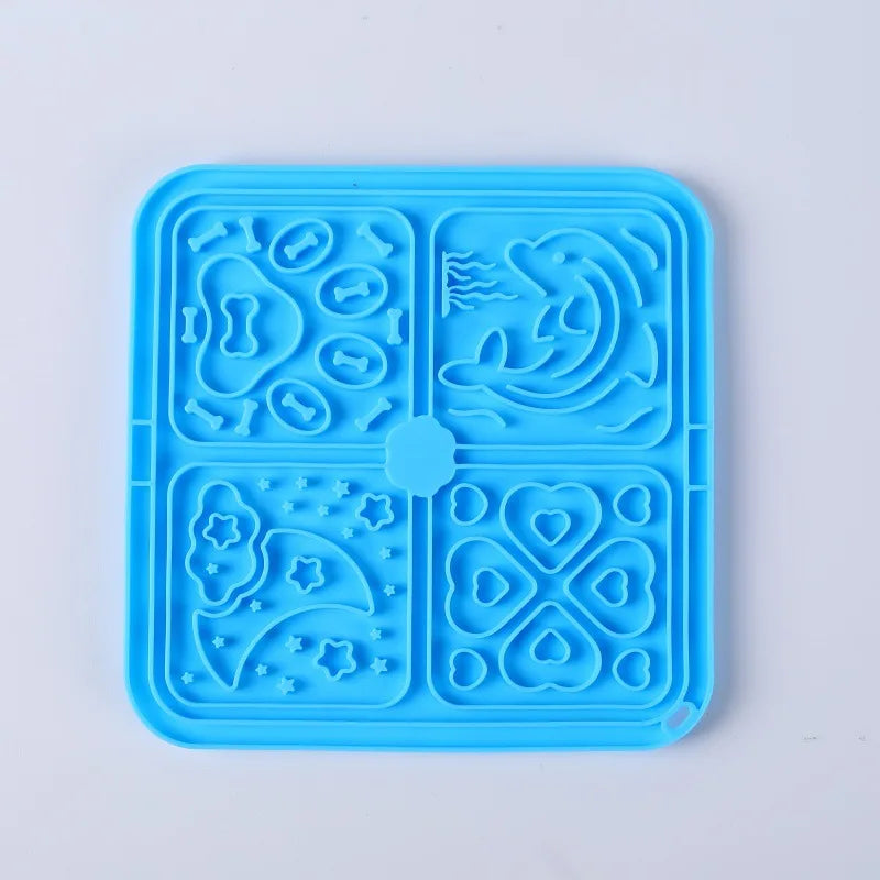 Blue silicone lick mat
