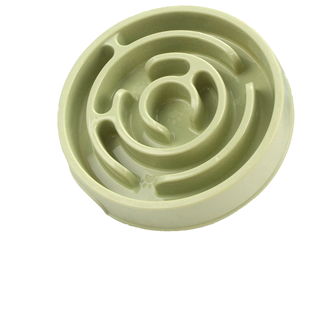 Green round maze slow feeder bowl