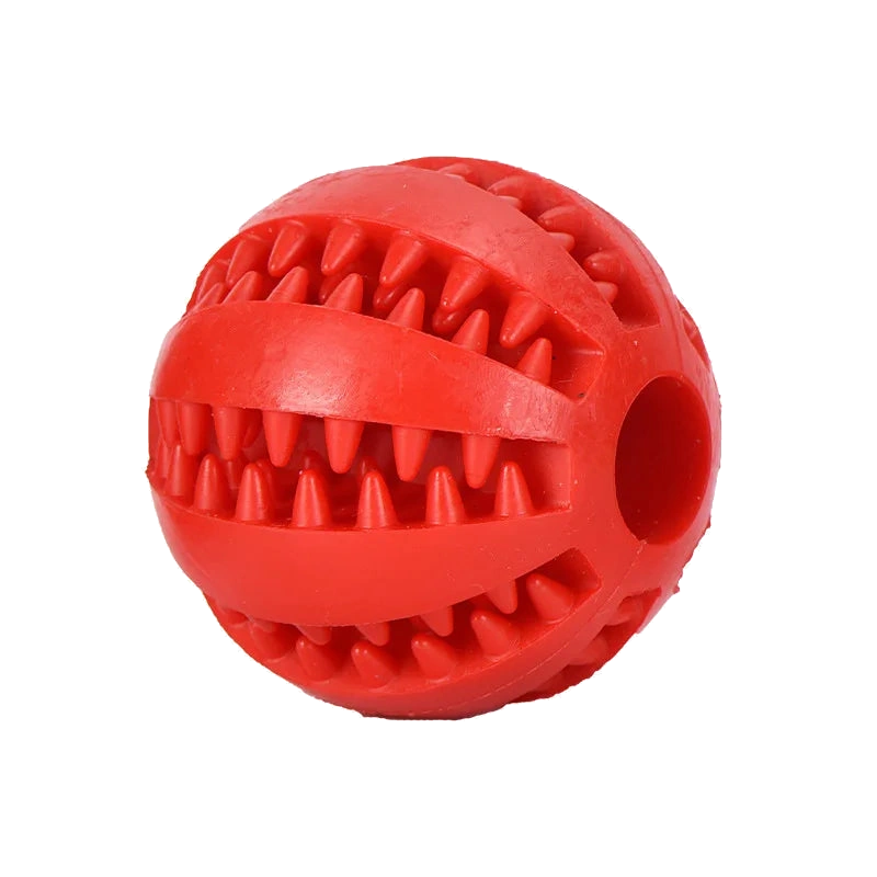 Red rubber treat ball