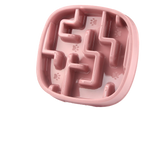 Pink square maze slow feeder bowl
